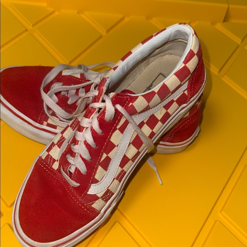 Vans Red and White Checkered Sneakers
